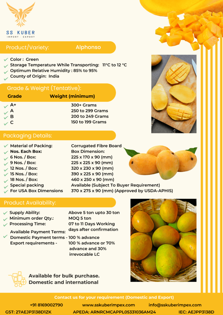 Premium Quality Alphanso Mango for Export​