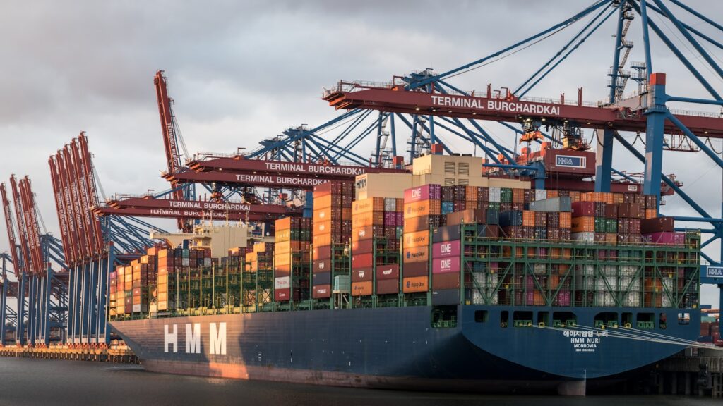 a large cargo ship loaded with lots of containers